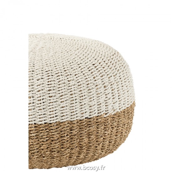 J-Line poufs Jolipa J Line Jline Pouf Boule Zostere Blanc Naturel
