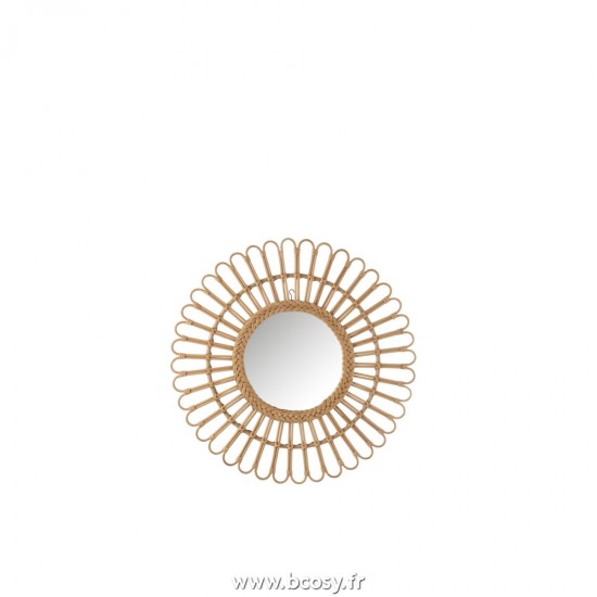 J Line Miroir Ellen Rond Rotain Naturel Small L60xB60xH4 cm Jline 20778 by Jolipa 20778