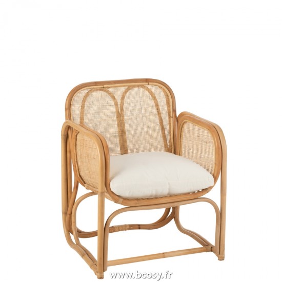 J Line Chaise Coussin Casablanca Rotain Naturel L65xB63xH65 cm Jline 20782 by Jolipa 20782