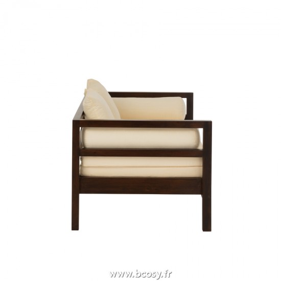 J-Line canapés fauteuils 2 deux personnes Jolipa J Line Jline Sofa Lit Conie Matelas 4 Coussins Manguier Brun Foncé