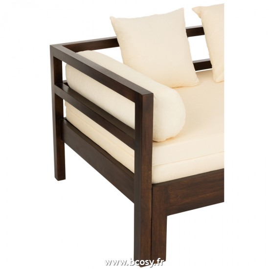 J-Line canapés fauteuils 2 deux personnes J Line Sofa Lit Conie Matelas 4 Coussins Manguier Brun Foncé