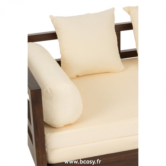 J-Line Divano/Letto Conie Materasso + 4 Cuscini Legno Di Mango Marrone Scuro