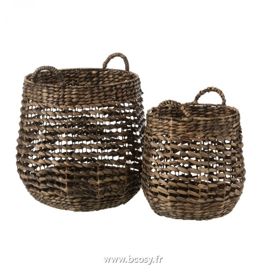 J Line Set de 2 Paniers Jacinthe D'Eau Marron Fonce L42xB42xH46 cm Jline 20870 by Jolipa 20870