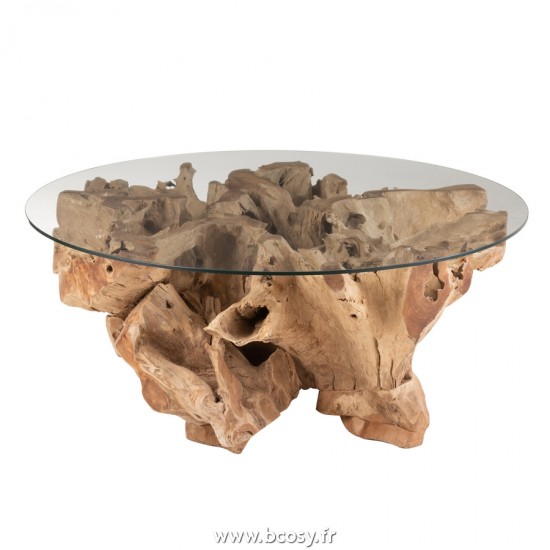 J Line Table de Salon Raoul Teck Naturel Large L110xB110xH45 cm Jline 20978 by Jolipa 20978