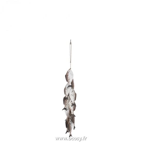 J Line Suspension 10 Poissons Alabasia Bois Marron L10xB10xH68 cm JLine 21044 by Jolipa 21044.