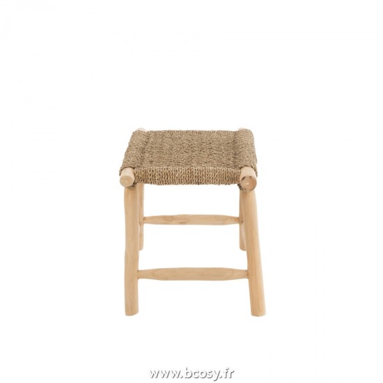 J-Line J Line tabourets ronds Jolipa Tabouret Timo Herb Teck Naturel Large.