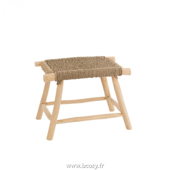 J Line Tabouret Timo Herb Teck Naturel Large L60xB40xH45 cm JLine 21104 by Jolipa 21104.