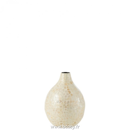 J Line Vase Nuye Goutte Mosaique Bambou Ivoire L25xB25xH33 cm Jline 21135 by Jolipa 21135