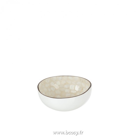 J Line demi Noix de Coco Boule Nuye Noix Blanc L14xB14xH6 cm Jline 21151 by Jolipa 21151