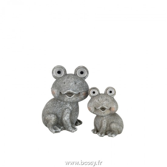 J-Line animal animaux statuettes Jolipa J Line Jline Grenouille Solaire Resine Gris Large