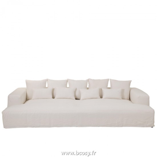 J-Line J Line housses de chaises baches de protection Jolipa Housse Pour Fauteuil 9Cousins Monaco Lin Xxl Blanc Marshmallow.