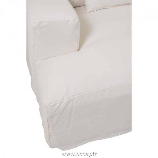 J-Line J Line housses de chaises baches de protection Housse Pour Fauteuil 9Cousins Monaco Lin Xxl Blanc Marshmallow.