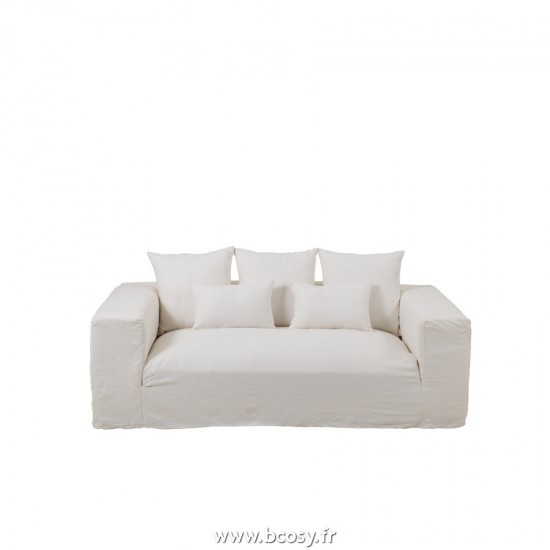 J-Line J Line housses de chaises baches de protection Jolipa Housse Pour Fauteuil 5Coussins Monaco Sofa Lin Blanc Marshmallow.