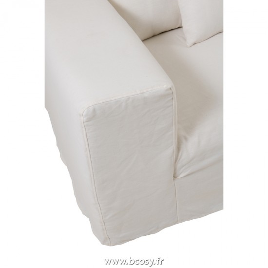 J-Line J Line housses de chaises baches de protection Housse Pour Fauteuil 5Coussins Monaco Sofa Lin Blanc Marshmallow.