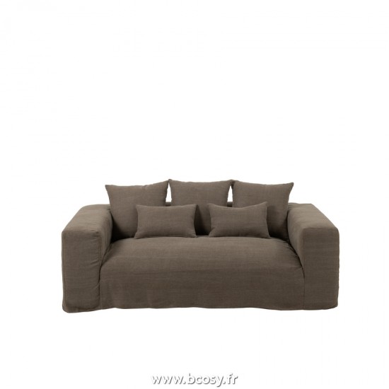 J-Line J Line housses de chaises baches de protection Jolipa Housse Pour Fauteuil 5Coussins Monaco Sofa Lin Taupe Desert.