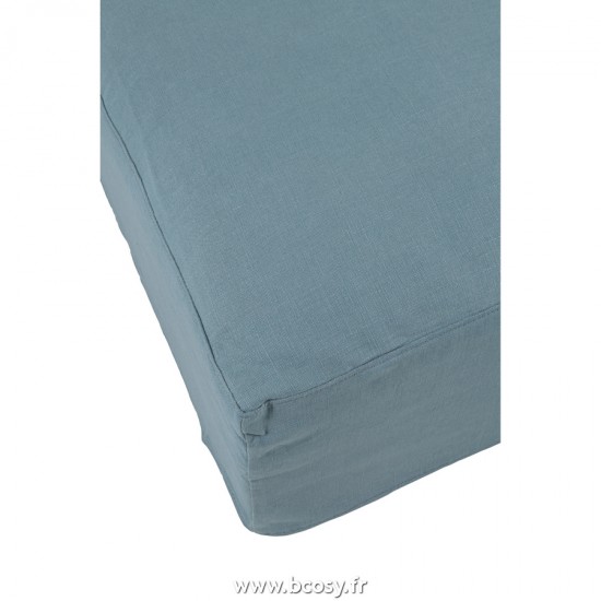 Jolipa Housse Pour Pouf Monaco Lin Bleu Jeans.