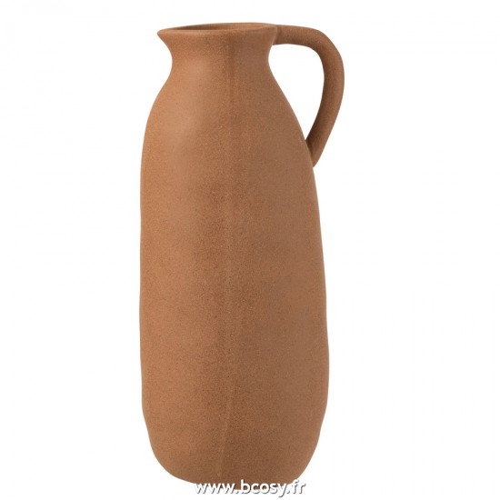 J Line Vase Cruche Ceramique Marron L L16xB15xH36 cm Jline 22670 by Jolipa 22670