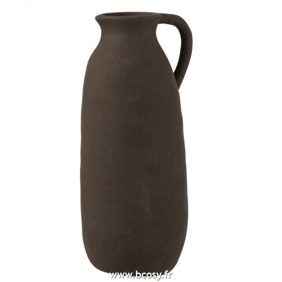 J Line Vase Cruche Ceramique Noir L L16xB15xH36 cm Jline 22673 by Jolipa 22673