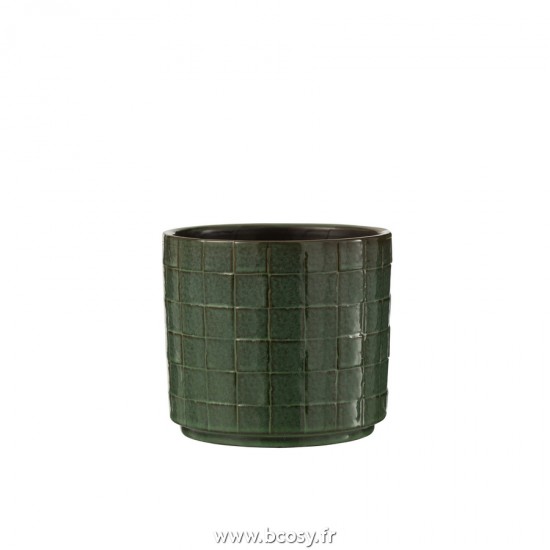 J Line Cachepot Carre Ceramique Vert Large L16xB16xH15 cm Jline 22724 by Jolipa 22724