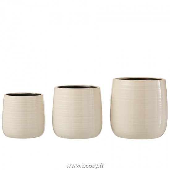 J-Line cachepots de fleur Jolipa J Line Jline Cachepot Uni Ceramique Blanc Large
