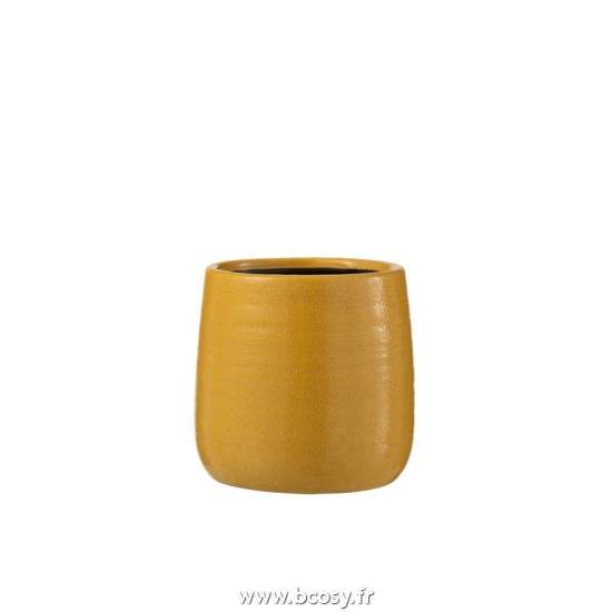 J Line Cachepot Uni Ceramique Ocre Medium L15xB15xH15 cm Jline 22735 by Jolipa 22735