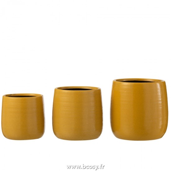 J-Line cachepots de fleur Jolipa J Line Jline Cachepot Uni Ceramique Ocre Large