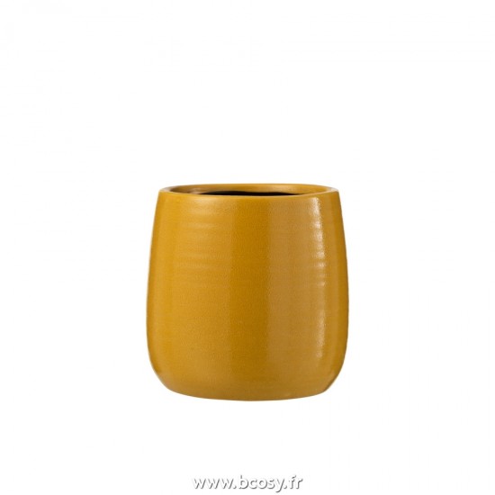 J Line Cachepot Uni Ceramique Ocre Large L17xB17xH17 cm Jline 22736 by Jolipa 22736