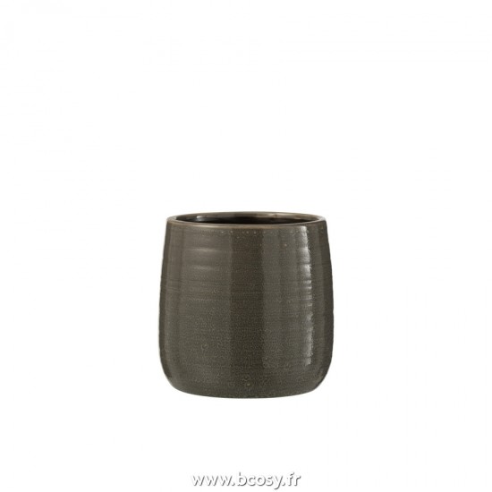 J Line Cachepot Uni Ceramique Gris Medium L15xB15xH15 cm Jline 22738 by Jolipa 22738