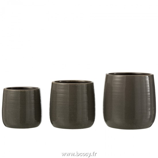 J-Line cachepots de fleur Jolipa J Line Jline Cachepot Uni Ceramique Gris Large