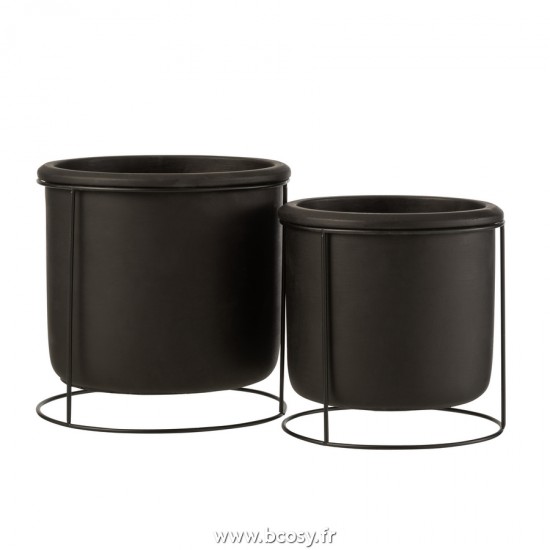 J-Line cachepots de fleur Jolipa J Line Jline Cachepot Suspendu Ciment Noir Large