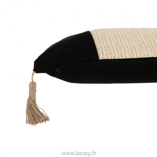 J-Line coussins Jolipa J Line Jline Coussin Tissage Carre Polyester Noir