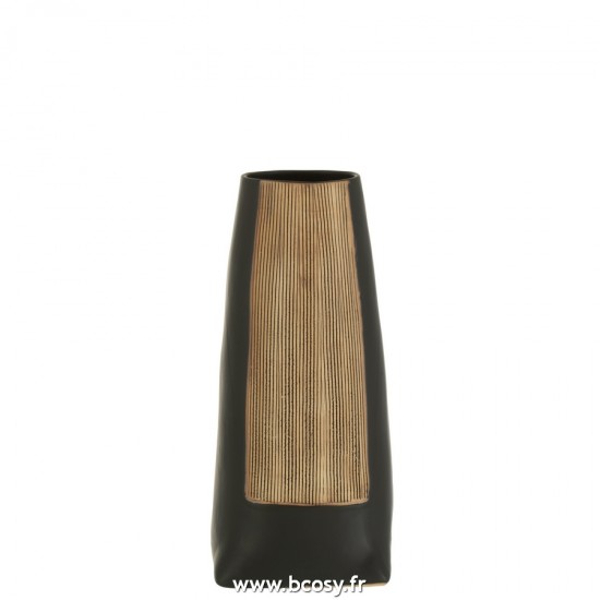 J Line Vase Maria Long Ceramique Noir Small L13xB13xH30 cm Jline 22916 by Jolipa 22916