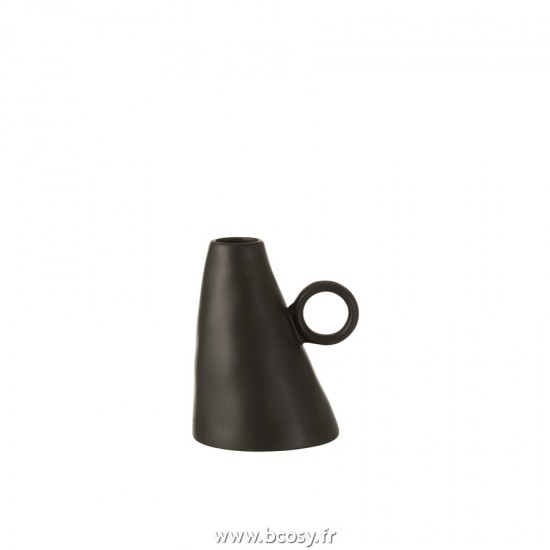 J Line Vase Incline Ceramique Noir L14xB13xH17 cm Jline 22958 by Jolipa 22958