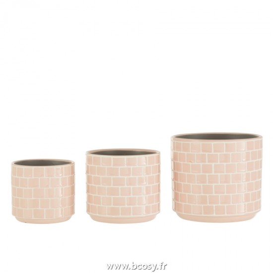 J-Line cachepots de fleur Jolipa J Line Jline Cachepot Brillant Carre Ceramique Rose Large