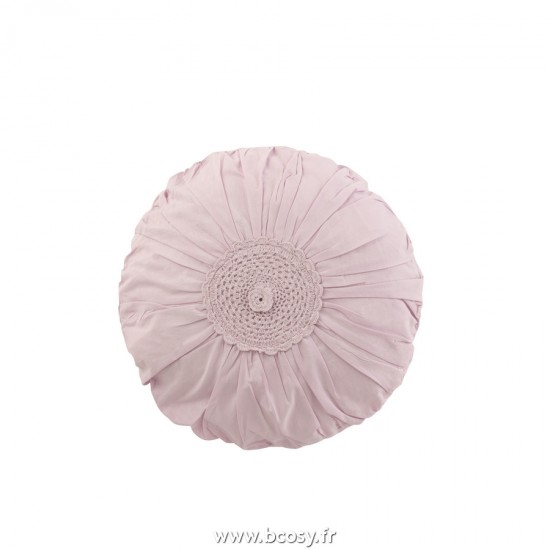 J Line Coussin Rond dentelles Coton Violet L40xB40 cm Jline 23061 by Jolipa 23061