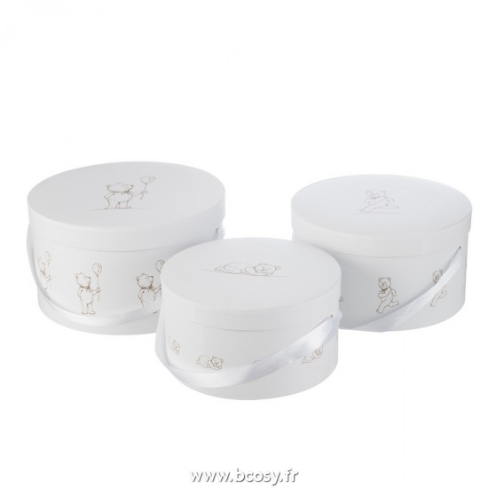J Line Boites Ourson Ronde Blanc Set Of 3 L32xB32xH18 cm Jline 23092 by Jolipa 23092