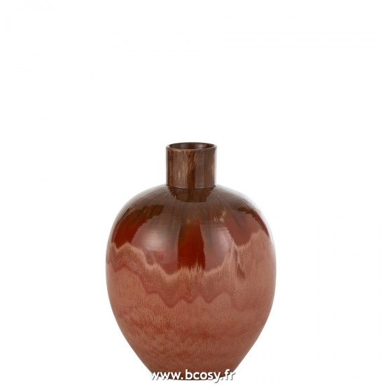 J Line Vase Aline Oval Ceramique Rouge Large L11xB34xH46 cm Jline 23101 by Jolipa 23101