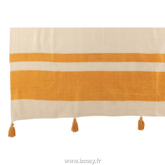 J Line Plaid Plage Rayure Cotton Ocre L130xB170 cm Jline 23135 by Jolipa 23135