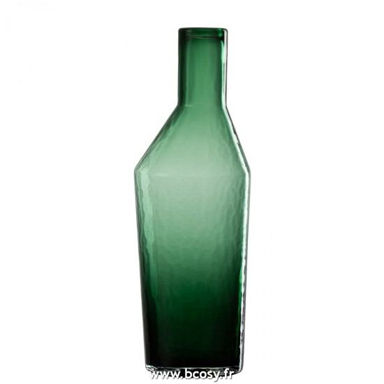 J Line Bouteille decorative Verre Vert Large L12xB12xH35 cm Jline 23302 by Jolipa 23302