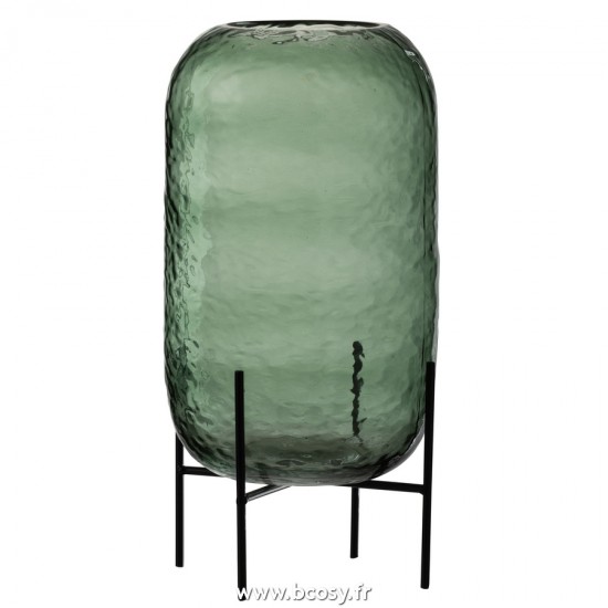 J Line Vase Rond Irregulier Verre Vert Large L18xB18xH30 cm Jline 23305 by Jolipa 23305