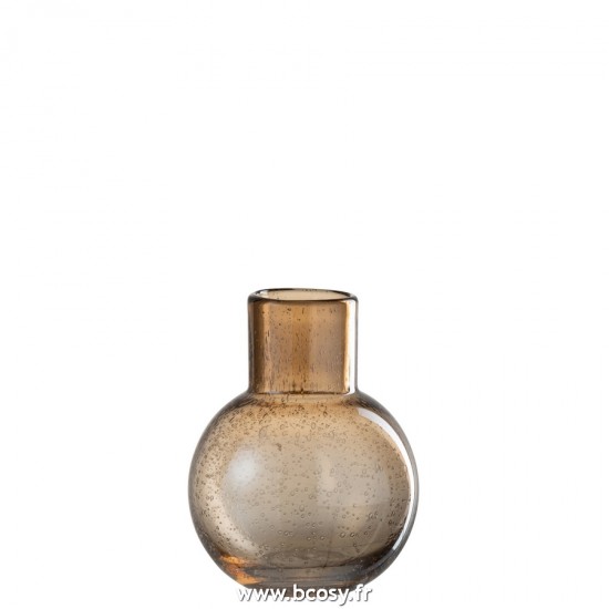 J Line Vase Boule Goulot Verre Ambre Small L14xB14xH19 cm Jline 23318 by Jolipa 23318