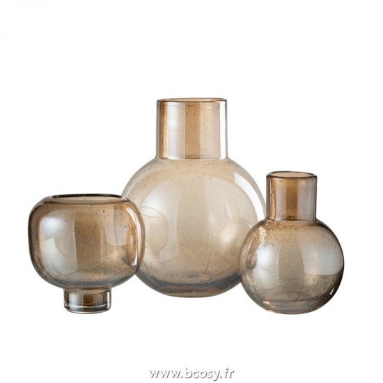 J-Line vases Jolipa J Line Jline Vase Boule Goulot Verre Ambre Large