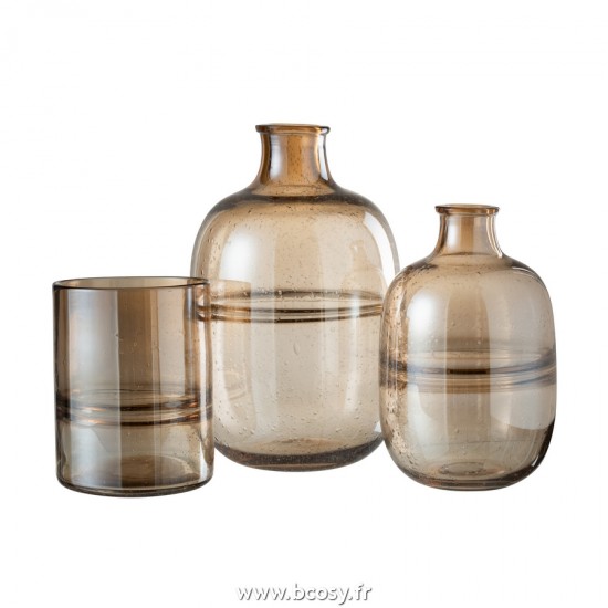 J-Line vases Jolipa J Line Jline Vase Rond Nervures Verre Ambre Large