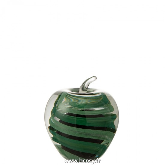 J Line Presse Papier Pomme En Verre Large L10xB10xH12 cm Jline 23498 by Jolipa 23498