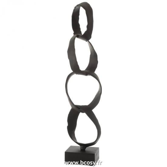 J Line Figurine Anneaux Sur Pied Aluminium Noir Large L18xB18xH56 cm Jline 23575 by Jolipa 23575