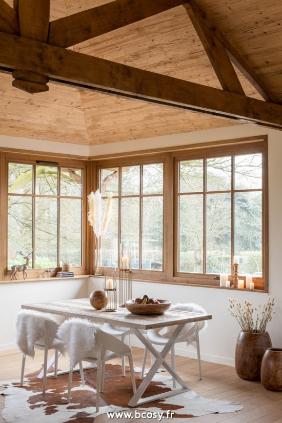 J-Line tables a manger de repas J Line Table Zigzag Bois Metal Naturel Blanc