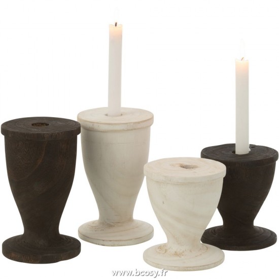 Jolipa Porte Bougie Bois Noir Large.