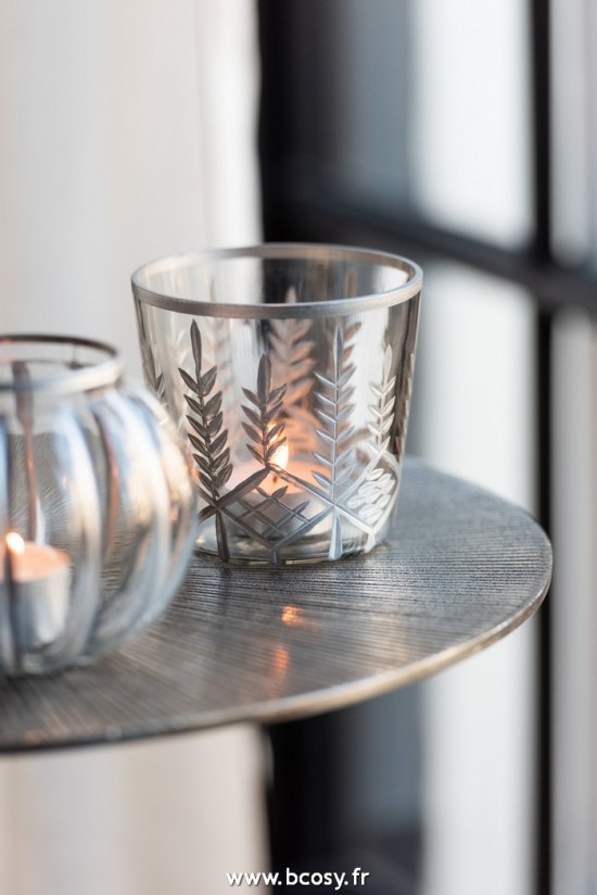 Jolipa J Line Jline Photophore Chloe Verre Transparent Argent Small