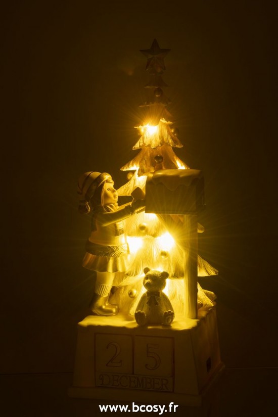 J-Line J Line hivers Jolipa Calendrier Sapin De Noël Poly Blanc Or.