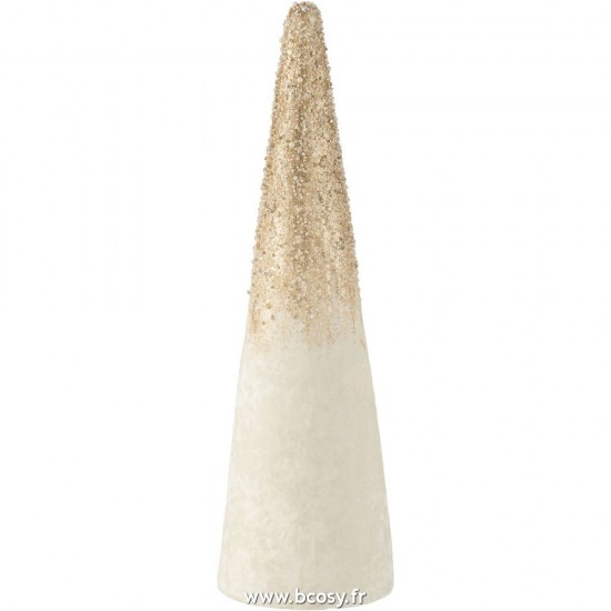 J Line Cone Velours Ecru Perles Or Large L18xB18xH61 cm JLine 27229 by Jolipa 27229.